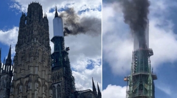 Francia, incendio a una guglia della cattedrale di Rouen