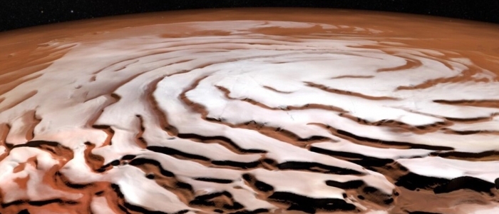Marte, il polo nord cede sotto il peso della calotta glaciale