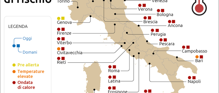 Caldo record, diciassette citt&agrave; italiane da bollino rosso | Prorogato lo stop ai biglietti agli Uffizi | A Milano fino a 36 gradi negli asili nido